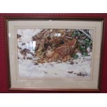 NEIL COX: A watercolour 'Winter Woodcock', framed and glazed, 31cm x 47cm