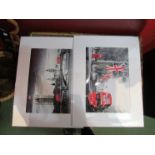 Two London double decker bus prints