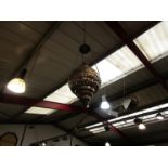 A Turkish white metal pendant lantern, 60cm total drop