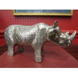 A modern alloy rhino figure, 27cm long