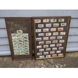 Two framed and glazed cigarette and tea card collections. Frame sizes 31x 68cm and 48 x 61cm