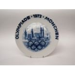 A commemorative plate, celebrating the 1972 Olympic games with motto 'Olympide 1972 Munchen', 30cm