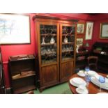 A George III Hepplewhite ebony crossbanded two door astragal glazed bookcase with height