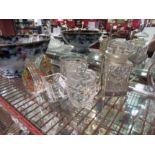 A Stuart Crystal barrel form preserve pot, jar, Wedgwood bookends etc. (5)