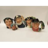 A collection of Royal Doulton character jugs, 'The Walrus Carpenter,' 'Capt Hook,' 'The