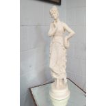A pair of reproduction composite figures of greek woman, one partially clothed, approx. 76cm tall