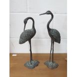 Two cast brass ornamental storks, tallest 41.5cm
