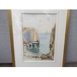 ARTHUR ROYCE BRADBURY (1892-1977): Harbour at Sark, watercolour, signed lower right, framed and