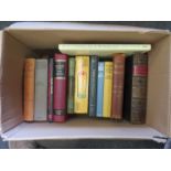 Two boxes of mixed books including "Odes of Horace", "Folio Society edition in quarter leather, "