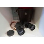 Charles Frank-Nipole binoculars in brown leather case