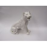 A white porcelain panther (chip to ear) 35cm x 33cm