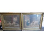 A pair of 19th Century prints after George Morland, "Girl with Calves" and "Girl with Pigs"