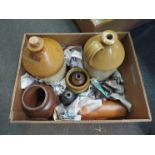 Assorted stoneware flagons, bottles and jars including Morgans of Norwich