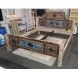 An Indian painted panel super king size bed