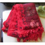 A red wool South American throw
