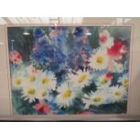 NICOLE HARRIS (XX/XXI) A framed and glazed watercolour "Summer flowers", Boundary Gallery label