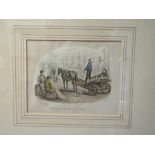 A small Victorian print of Yarmouth beach cart 1854 by Lock & Co and a modern pencil signed print of