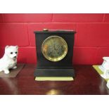 A late 19th/ early 20th Century Rollin of Paris slate mantel clock with brass engraved dial, Roman