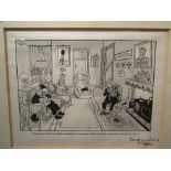 A Giles signed print "Pig Sargeant, WWII', framed and glazed, 24.5cm x 30cm