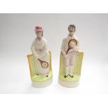 A pair of late 20th Century staffordshire flatbacks 'The Tennis Player'. Tallest 27.5cm