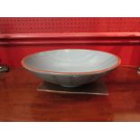 A Swedish style pottery glazed fruit bowl 10 x 34cm