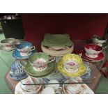 A selection of Duchess and Colcough tea wares, two Carlton ware cabbage ware plates etc and Old
