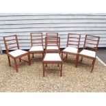 A set of six Gordon Russell dining chairs designed by Frank Whitton, model 1230 c1936 with drop in