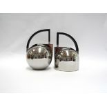 Oliver Hemming 1990's Nio range stainless steel kettle and ball teapot, max height 21cm
