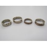 Four Modernist chunky silver rings, hallmarked with designers initials. Total weight 33gms