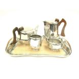 A Picquot Ware four piece tea set with tray