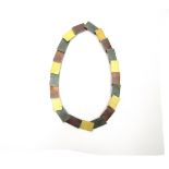 A Modernist silver and gold Vermeil textured tile necklace. Marked 925 along with designers mark