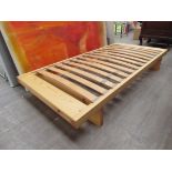 A late 20th Century Japanese style low pine day bed. 190cm x 90cm x 26cm high