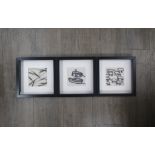 Three Julian Opie framed lenticular moving image pictures of sheep, boats and Minnows. Each image