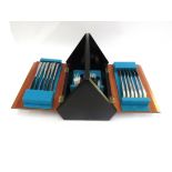 A Butler 'Sheerline' Staybrite canteen of cutlery c1960's, set in a fitted part ebonised case.
