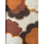 A vintage Rya rug in cream, orange and brown, 85cm x 163cm, original label verso.