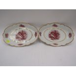 A pair of Barr, Flight & Barr Worcester transfer printed shell dishes with gilt edging and