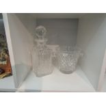A square form crystal glass decanter and crystal glass ice bucket