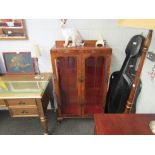 A Japanese chinoiserie painted walnut bureau, 103cm x 81cm x 48cm, display cabinet, 125cm x 75cm x