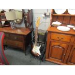 A Da Vinci electric guitar with soft case and stand and two amps including Park