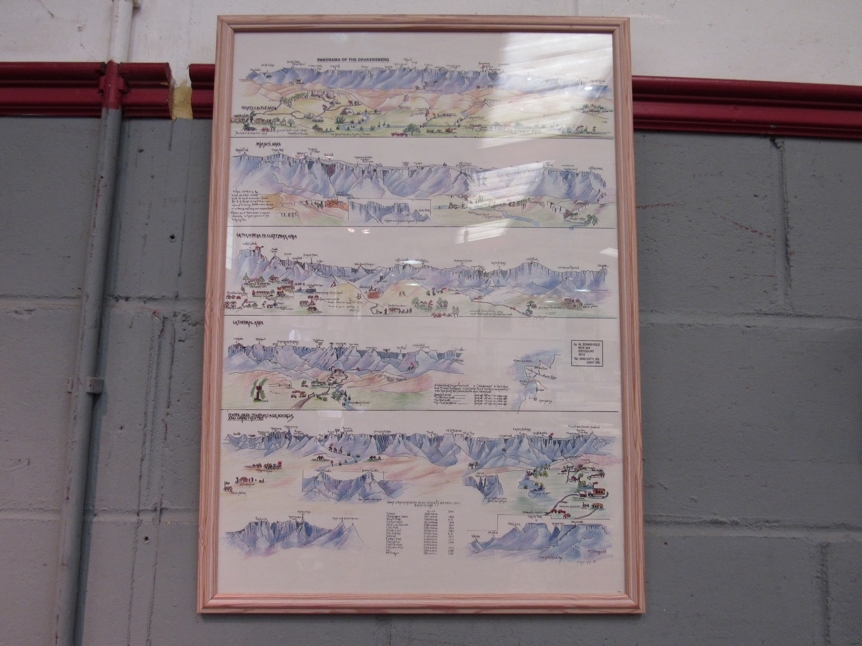 Panorama of the Drakensberg, South Africa, by M. Zonneveld, showing mountain ranges, peak heights