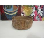 A Poole Pottery planter bowl with relief elephant and tree decoration, 16cm diameter