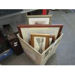 A box of pictures and prints including Norfolk Broads and boating scenes