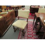 An 18th Century style oak draw-leaf dining table and six dining chairs, 74cm tall x 180cm long x