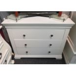 A Cotswold Company white chest of three long drawers on bracket feet, 80.5cm x 100cm x 42cm