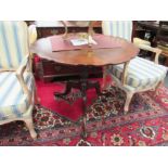 A George II style mahogany wine table, the scallop edge tilt top over a reeded and carved column and