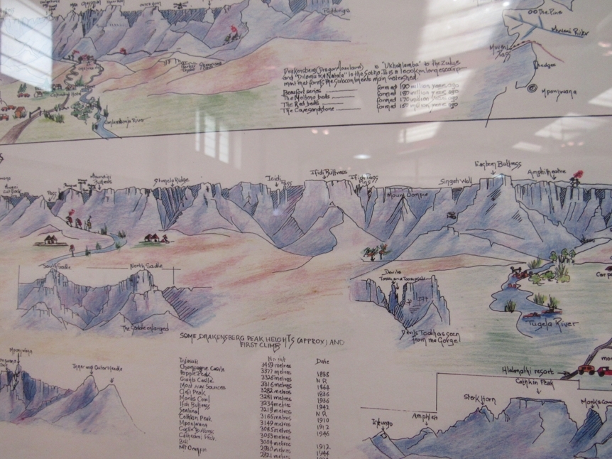 Panorama of the Drakensberg, South Africa, by M. Zonneveld, showing mountain ranges, peak heights - Image 2 of 2