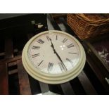 A vintage style circular wall clock with Roman numeral chapter ring 50cm diameter