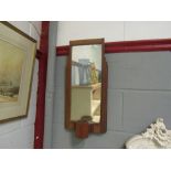 A Circa 1930's light oak Deco hall mirror, 51cm x 25cm