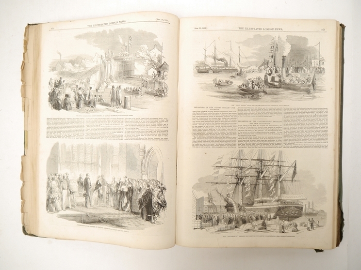 'The Illustrated London News', July-December 1852, Volume 21, large wood engraved multi folding - Image 3 of 4