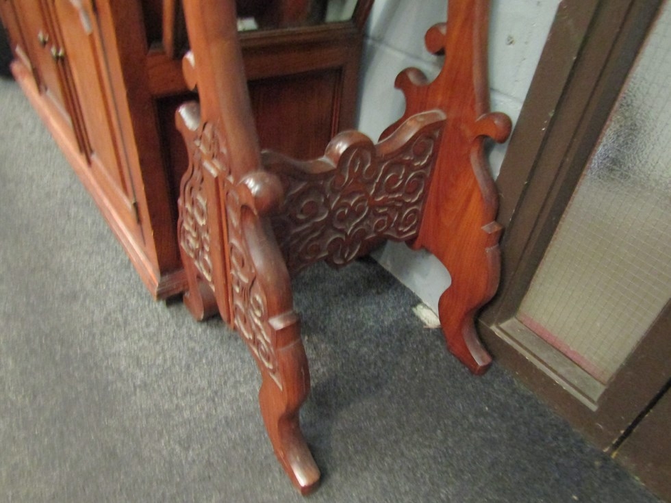 An 18th Century style walnut cheval mirror with shaped top, blind-fret carved base - Image 2 of 2